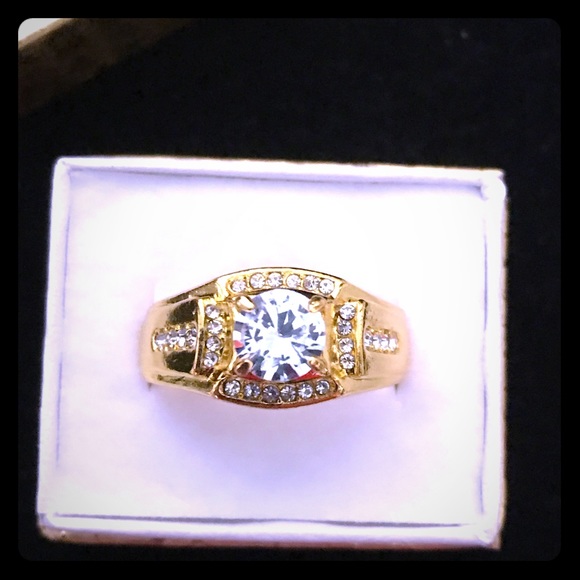 Final Price ♥️ New 2 CTTW Gold SS Diamond CZ Bling Ring - Picture 1 of 4